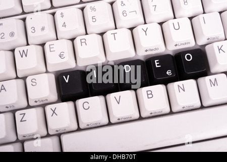 Word Video written with black keys on computer keyboard. Stock Photo