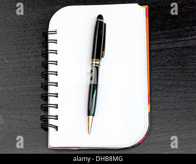 Notebook and pen in composition in black and white Stock Photo