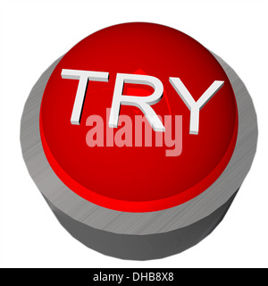 3D render of a red button with word Try Stock Photo