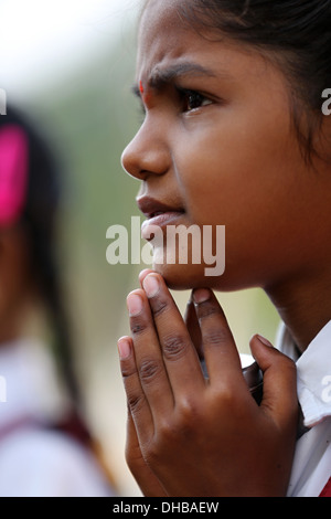 Indian school children chanting Andhra Pradesh South India Stock Photo