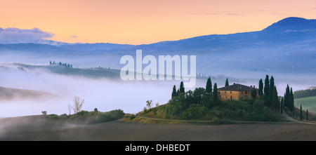 Famous Podere Belvedere in morning light, in the heart of the Tuscany, near San Quirico in de Val d'Orcia valley