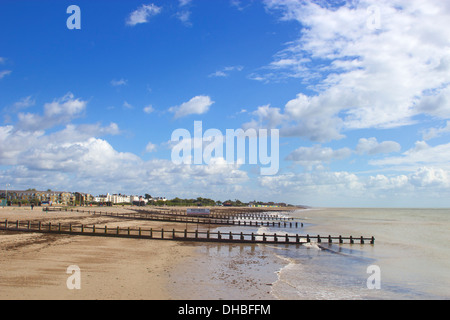 Deserted beach view from pier at seaside resort of Littlehampton West Sussex England UK Europe Stock Photo