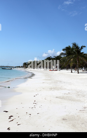 The beautiful white powder sandy beach at Akumal, ancient Mayan word for 'place of turtles', Mexico Stock Photo