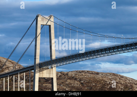 Typical automobile cable-stayed bridge. Rorvik town, Norway Stock Photo
