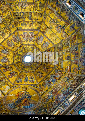 Mosaic ceiling in inside of the Dome of The Florence Baptistery or Battistero di San Giovanni, Italy Stock Photo