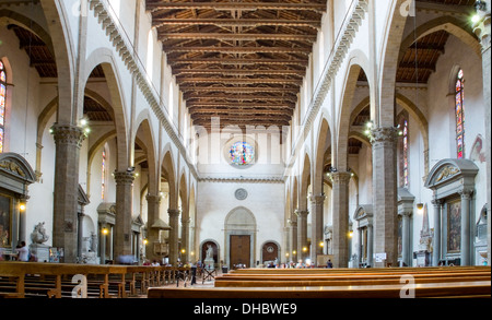 Main nave of Basilica di Santa Croce. Florence, Italy Stock Photo