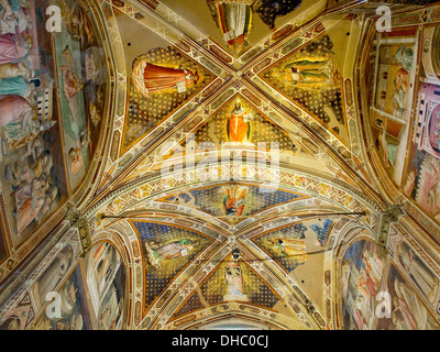 Ceiling of Castellani Chapel in right transept of Basilica di Santa Croce. Florence, Italy Stock Photo