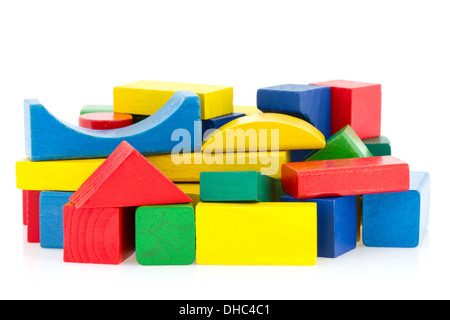 Wooden colored cubes isolated on white background Stock Photo