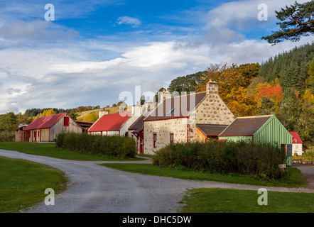 OLD RENOVATED WOOL MILL IN KNOCKANDO SPEYSIDE SCOTLAND WITH AUTUMNAL TREE COLOURS Stock Photo