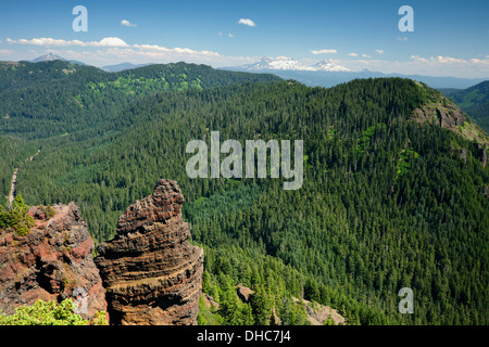 OREGON - View of the Sisters from the Iron Mountain Trail in the Willamette National Forest. Stock Photo