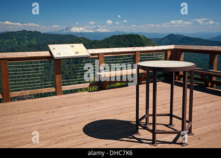 OREGON - View of the Sisters from the viewing platform on the summit of Iron Mountain in the Willamette National Forest. Stock Photo