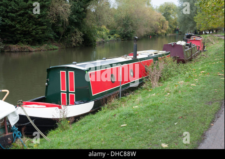 A narrowboat moored on the River Cam Cambridge UK Stock Photo