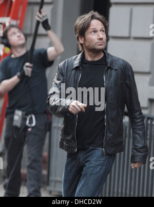 David Duchovny films a flashback scene for television series