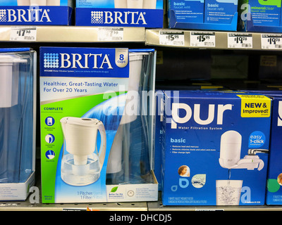 Water Filtration Products at Home Depot, NYC Stock Photo