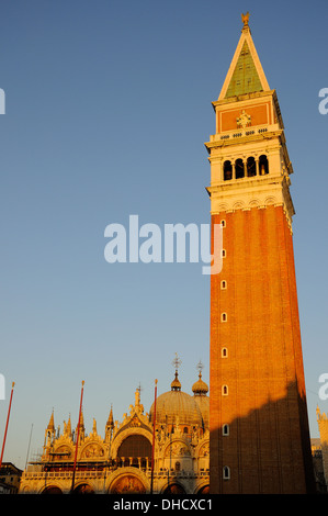 Campanile di San Marco in the late afternoon sun in St Mark's Square, Venice Stock Photo
