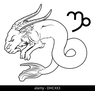 Illustration of Capricorn the sea goat zodiac horoscope astrology sign Stock Photo