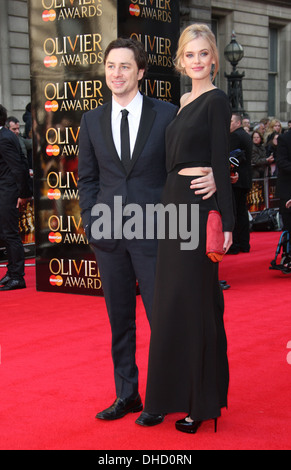 Zach Braff and Taylor Bagley Olivier Awards 2012 held at Royal Opera House- Arrivals London England - 15.04.12 Stock Photo