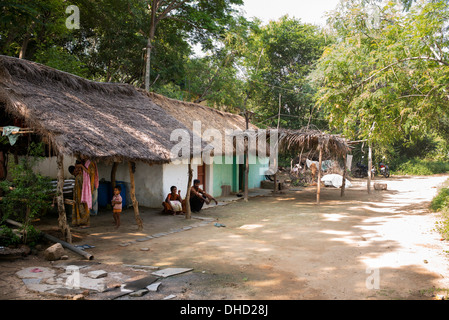 Rural Indian village thatched house. Andhra Pradesh, India Stock Photo