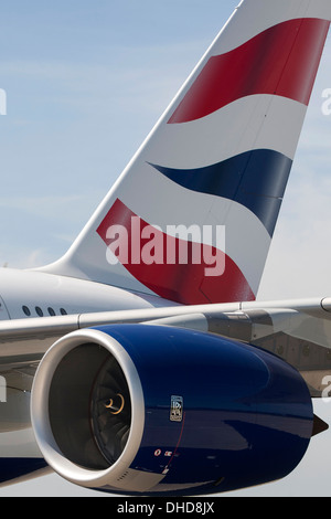 Airbus A380 with British Airways livery on runway at Manston Airport, Kent, England, UK Stock Photo