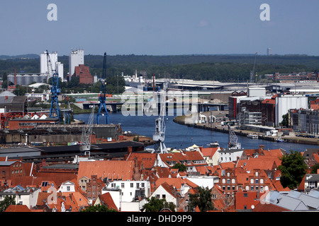 old town and Trave-Harbour of Lumbeck Stock Photo