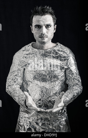 Portrait of scary alien man. Stock Photo