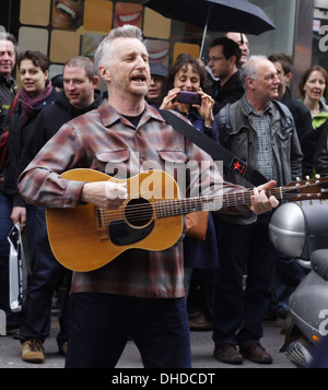 Billy Bragg Record Store Day 2012 at Sister Ray Records in Soho London, England - 21.04.12 Stock Photo