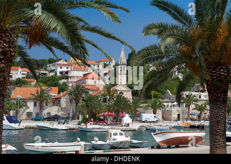 Splitska harbour, Brac Island, Dalmatian Coast, Croatia, Europe Stock Photo