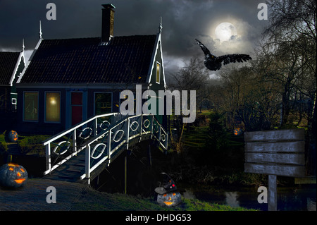 Night view of the village in the Netherlands Stock Photo