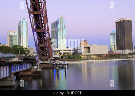 Cass Street and CSX Bridges over the Hillsborough River, Tampa, Florida, United States of America, North America Stock Photo