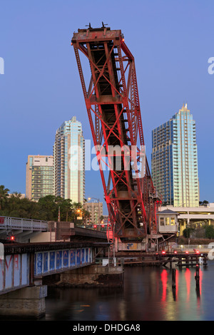 Cass Street and CSX Bridges over the Hillsborough River, Tampa, Florida, United States of America, North America Stock Photo