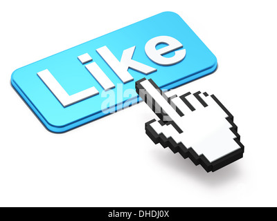 Hand-shaped mouse cursor press Like button Stock Photo - Alamy