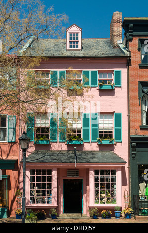 Historic buildings on Cameron Street in Old Town Alexandria, Virginia, United States of America, North America Stock Photo