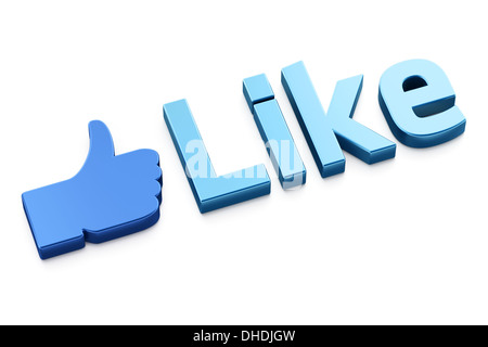 Like word 3d  render on white Stock Photo