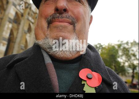 London, UK. 7th Nov, 2013. Veterans and tourists wearing the red legion poppy look onto The Field of Remembrance at Westminster Abbey on Poppy Day.  Credit:  Gail Orenstein/ZUMAPRESS.com/Alamy Live News Stock Photo