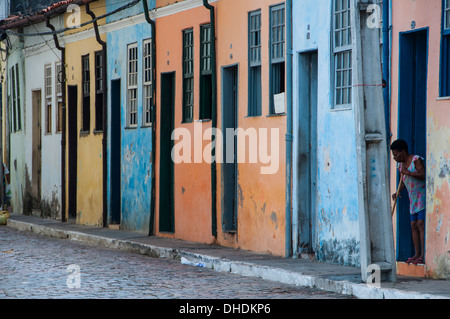 Colourful houses in Cachoeira near Salvador da Bahia, Bahia, Brazil Stock Photo