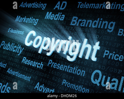 Pixeled word Copyright on digital screen Stock Photo