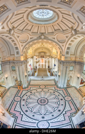 A view of the entrance and rotunda inside Bancroft Hall located at the US Naval Academy in Annapolis, Maryland. Stock Photo