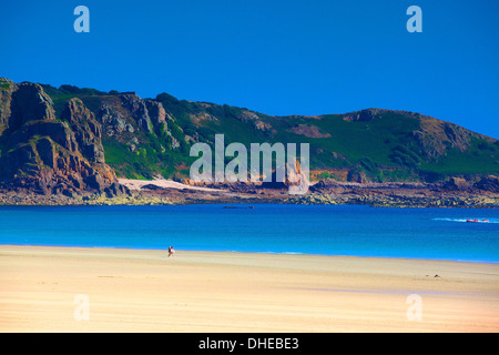 Beach at St. Brelade's Bay, Jersey, Channel Islands, Europe Stock Photo