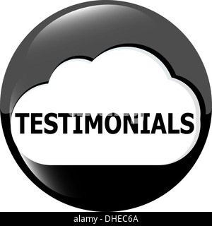 Testimonials glossy black button Stock Photo