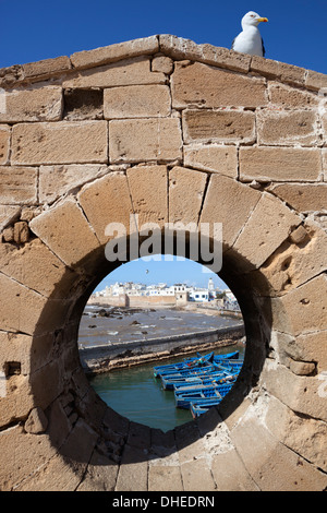 View to the ramparts and medina from the old fort, Essaouira, Atlantic coast, Morocco, North Africa, Africa Stock Photo