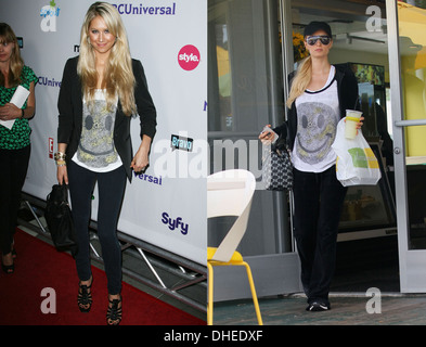 Who Wore It Best Anna Kournikova or Paris Hilton? Paris Hilton runs errands and grabs some lunch at Lemonade West Hollywood Stock Photo