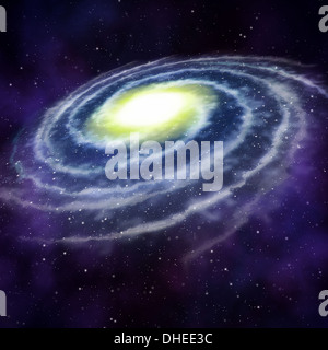 Illustration of a spiral galaxy in deep space Stock Photo