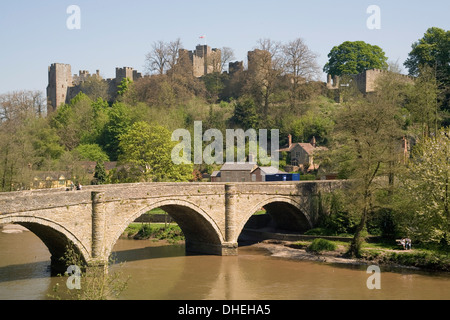 River Severn and Ludlow castle, Shropshire, England, United Kingdom, Europe Stock Photo