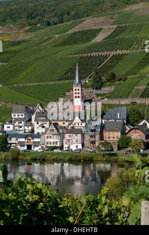 Zell church on River Mosel, Zell, Rhineland-Palatinate, Germany, Europe Stock Photo