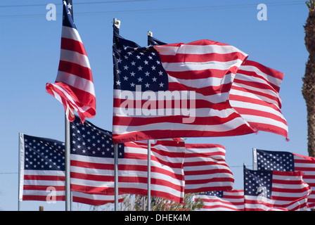 American flags at the Patton Museum, Chiriaco Summit, California, USA Stock Photo