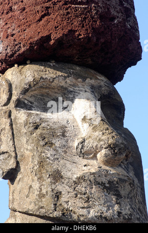 Ahu Tongariki where 15 moai statues stand with their backs to the ocean, Easter Island, UNESCO World Heritage Site, Chile Stock Photo