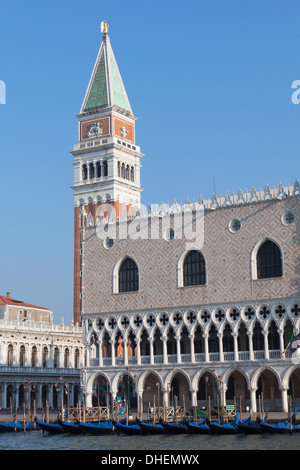 The Campanile and Palazzo Ducale (Doges Palace), seen from St. Mark's Basin, Venice, UNESCO World Heritage Site, Veneto, Italy Stock Photo