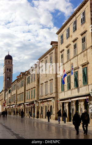 Main street Stradun (Placa) in the old town of Dubrovnik, UNESCO World Heritage Site, Croatia, Europe Stock Photo