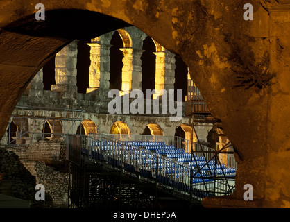 old roman amphitheater ready for spectators Stock Photo