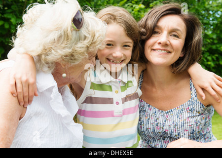 Portrait of grandmother, granddaughter and adult daughter Stock Photo
